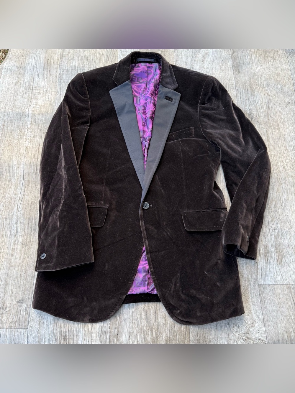 Ted Baker Black Velvet Tuxedo 1Btn Blazer Jacket Men’s size 42R